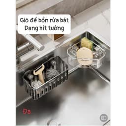 Kệ đựnġ Đồ Rửa Chén Bát Hút Chân Không, Rổ lọc rác bồn rửa bát móc cốc hút chất liệu nhựa ABS cao cấp 7