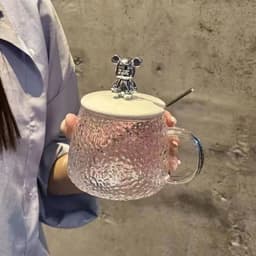 Cốc thuỷ tinh gấu nắp nhựa 400ml 2