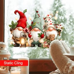 In phẳng 2D 1 Giáng sinh Nhãn dán cửa sổ cổ tích dễ thương Trang trí, Nhãn dán kính chủ đề Giáng sinh Trang trí cho ông già lùn, Trang trí nhà cửa Thích hợp cho phòng khách, phòng ngủ, nhà bếp, phòng tắm, cửa ra vào và cửa sổ Làm đẹp, Không dính Nhãn dán  6