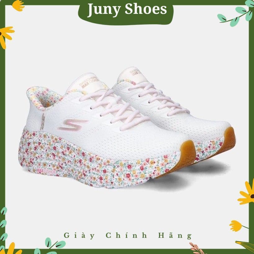 [Chính Hãng] Giày Thể Thao Nữ Max Cushion Endeavor Đế Hoa Nhí, Đệm Êm Dày, Slip-ins, Air Cooled Goga Mat, Màu Trắng