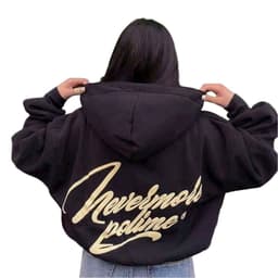 Tổng hợp Áo khoác hoodie nữ chất liệu nỉ form rộng MÀU ĐEN có khoá kéo -thoitrangHSS 4