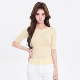 Áo Thun Nữ Chấm Bi Kiểu Tay Lửng Phong Cách Y2K A51601 7 - Sam botique 4
