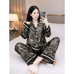 [ HÀNG HOT - ĐẲNG CẤP THỜI TRANG ] Bộ Pyjama Lụa latin hàng cúc, tay dài size 40kg - 80kg  4