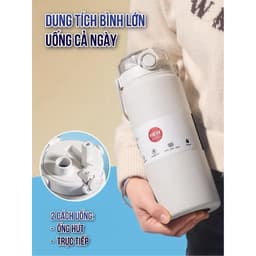 Bình giữ nhiệt BOSS 1000ml,ly giữ nhiệt có ống hút, lõi inox 316 cao cấp, giữ nhiệt 12-24H không đổ mồ hôi VOICON-LA22 5