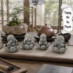 Bộ tượng tiểu phật tứ không tọa sen đá sa thạch ST.PVN2684 - Tượng deco, trang trí tiểu cảnh, bán cạn, terrarium 5