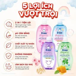 [CHÍNH HÃNG] Sữa Tắm Gội Cho Bé Dnee 2 IN 1 Tem Đại Thịnh Chính Hãng -  An Toàn Cho Bé Sơ Sinh 3
