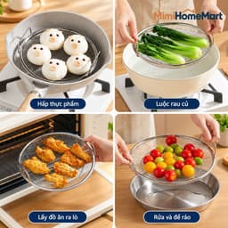 Vỉ Lọc Dầu Inox Kèm Khay Đĩa 20cm MimiHomeMart - Hỗ Trợ Ráo Dầu Thực Phẩm Khi Chiên Rán 6