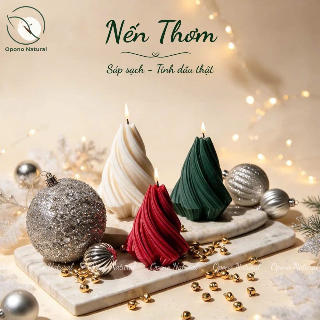 Nến Thơm Giáng sinh Sáp sạch & Tinh dầu thiên nhiên nguyên chất, quà tặng - Nhiều mẫu mã Opono Natural