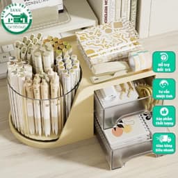 Hộp đựnġ mỹ phẩm, hộp đựnġ bút đa năng có kèm ống đựnġ xoay 360 độ tiện dụng, có nhiều ngăn chứa đồ thông minh VOICON 9