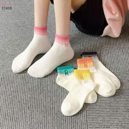 Tất Trắng Cổ Ngắn Chữ R Màu Sắc Đa Dạng Nhiều set (Chất Cotton Mềm) VOICON-[TV01] 2
