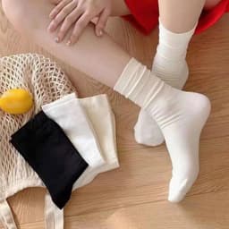T10 Set 10 đoi Tất cổ cao paster nữ trơn cao cấp 3 màu loại dày dặn, vớ cao cổ nữ phong cách hàn quốc VOICON-[TV01] 2