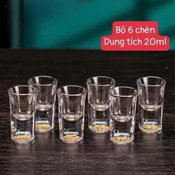 Bộ 6 chén trắng bằng vàng lá cao cấp cho sử dụng tại nhà, chia rượu pha lê cá nhân hóa, ly rượu miệng nhỏ,VOICON-[DA66] 2