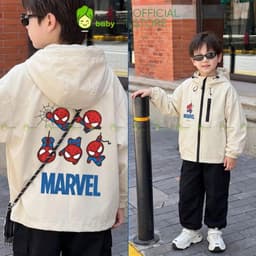[9-37KG] Áo khoác gió cao cấp bé trai cản gió trượt nước KIMCHIBABY họa tiết Siêu Anh hùng, Áo gió bé trai cao cấp 2 lớp 6