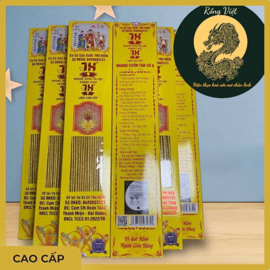 "Hương vàng tài lộc Rồng Việt - Nhang cuộn tàn Thu Hiền, hương thơm phong thủy an toàn cho sức khỏe."