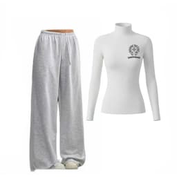 Sét bộ thu đông Quần dài da cá xám ĐẬM trơn + mix áo GIỮ NHIỆT nữ cổ 3cm - chữ thập -thoitrangthubio9998 3