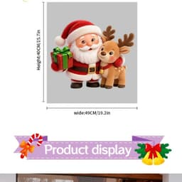 Tấm decal Dán Kính bóc dán tiện lợi, Chủ Đề Giáng Sinh Ông Già Noel Và Nai Sừng  6