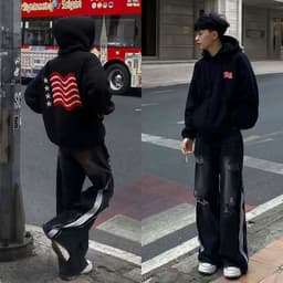 Áo khoác hoodie nữ nỉ form rộng, khoá kéo in lưng thời trang - mã M033  mới nhất. -hình lá cờ  trendy. 6