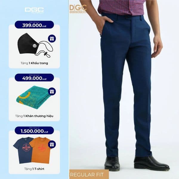 Quần âu DGC thiết kế với form dáng suông vừa vặn lịch lãm, chất vải mềm mại - SQTBE54M