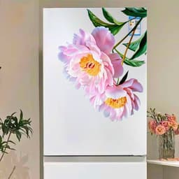 Decal Hoa Mẫu Đơn Hồng 3D - Sticker Dán Tủ Lạnh, Cửa Kính 2