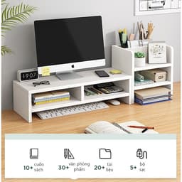 Kệ màn hình máy tính kết hợp giá sách sắp xếp gọn gàng bàn làm việc thương hiệu LUX09 5