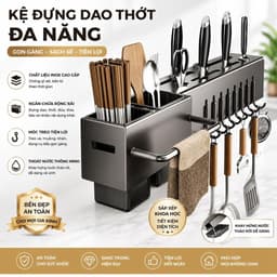KỆ DAO THỚT ĐA NĂNG GẮN TƯỜNG BẰNG KIM LOẠI MẠ SƠN TĨNH ĐIỆN – GIÁ THAM KHẢO KỆ KHÔNG 1