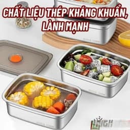 Combo 5 Hộp Đựng Thực Phẩm 1500ml inox có nắp đậy hút chân không, Khay Đựng để tủ lạnh ngăn mùi 19cm x 8,5cm x 13,8cm 5