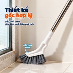 Chổi Cọ Toilet Cán Dài Đầu Chữ L Đa Năng HPS, Cây Chà Sàn Nhà Tắm , Cọ Khe Hẹp Góc Tường, Cửa Sổ Tiện Lợi 2