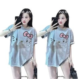 (  Áo Thun MỎNG ) Áo thun nữ form rộng tay lỡ cotton su thấm hút mồ hôi thêu dập nổi mèo đơn giản-thoitrangger 5