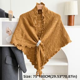 Khăn quàng cổ nữ  Khăn choàng dệt kim bằng vải dệt kim màu trơn, Khăn len mềm mại thời trang 2