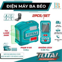 Bộ combo máy đo khoảng cách TMT57026 & máy đo mức cân bằng tia laser xanh TLL156601 Total TOSLL0401 1