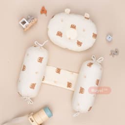 Bộ gối chặn bông vải muslin cao cấp chống giật mình cho bé sơ sinh - Gối lõm chống bẹp đầu cho bé hàng Việt Nam 4