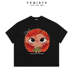 [Ver.2.1] Áo Thun Boxy Local Brand VEQISTU "Chibi Girl", Áo Thun Unisex Form Rộng 250GSM  Cotton 2