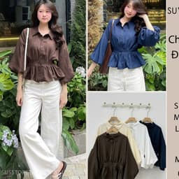 Áo Sơ Mi Bo Eo Lưng Chun Tay Bồng Cúc Dọc Đũi Hàn A323226 Thời Trang Nữ 2
