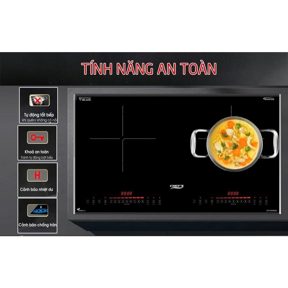 [Mua kèm deal sốc] Bếp từ Chefs EH-DIH900S inverter tiết kiệm điện, đun liu riu từ mức nhỏ nhất