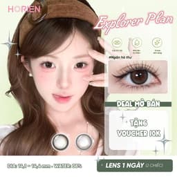 Lens Màu HORIEN Explorer Plan 1 Ngày 2 Chiếc – Kính Áp Tròng Cận 0–7 Độ, DIA 14.1–14.4mm, GDIA 13.4–13.5mm, Ẩm Mượt 38% 1