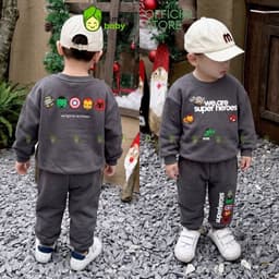 [10-29kg] Bộ Thu Đông Vải Nỉ 2 Da Cao Cấp Dày Mịn Ấm Cho Bé Trai  KIMCHIBABY Họa Tiết Siêu Anh Hùng Người Nhện BN601 2
