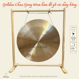[Amrita] [Hàng Sẵn] Golden Chau Gong 60cm kèm đế gỗ và chày bông - CXNP532 1