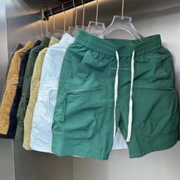 Quần short cargo nam túi khóa kéo khô nhanh 5 inch bình thường màu trơn bãi biển mùa hè 2