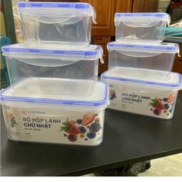 Bộ 6 Hộp bảo quản thực phẩm 3 size hàng cao cấp việt nhật, hộp có gioăng để tủ lạnh 6530 1