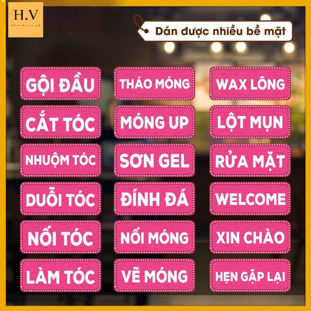 Decal TRANG TRÍ TIỆM NAIL - TIỆM TÓC - SPA - DÁN NÊN CỬA KÍNH TƯỜNG (DL9103)