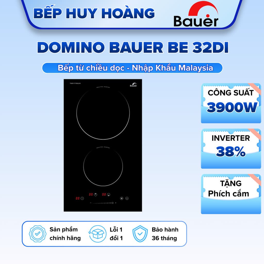 Bếp từ Domino Bauer BE 32DI Nhập khẩu Malaysia, BẢO HÀNH CHÍNH HÃNG 3