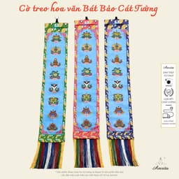 [Amrita] Cờ Treo Hoa Văn Bát Bảo Cát Tường Nepal – Cờ Phật Giáo Tây Tạng Trang Trí - CXNP462 1