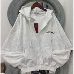 < Rẻ Vô Địch > Áo khoác hoodiezip nữ Nỉ tầu Form Rộng  cá tính hàng đẹp MOON STUDIO -thu99 4