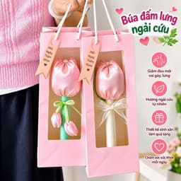 Búa Đấm Lưng Ngải Cứu Hình Hoa Tulip, Búa Massage Vai Gáy Lưng Thư Giãn, Hộp Quà Tặng Mẹ Cô Giáo Người Thân_TH 4