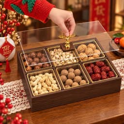 Khay đựng mứt tết kèm hũ nhựa, khay đựng bánh kẹo chia ngăn, thiết kế sang trọng, nắp kín chống bụi, chống bẩn 1
