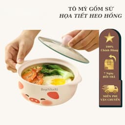Tô Ăn Mì Gốm Sứ Họa Tiết Heo Hồng 2