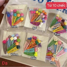 Túi 10 Chiếc Ghim Cặp Tóc Dễ Thương Trẻ Em, Nhiều Màu Sắc Series Scrunchies VOICON-[DA66] 3
