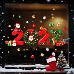 2027 Giáng Sinh Năm Mới Chủ Đề Tĩnh Cửa Sổ Dán Keo Không Làm Tổn Thương Kính Phòng Khách Cửa Sổ Ngày Lễ Không Khí Trang Trí Dán 1