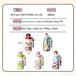 Bình Giữ Nhiệt Hoạt Hình 3D 500ml Inox 316 Dễ Thương Có Dây Đeo VOICON-CU22 Giữ Nóng Lạnh An Toàn Cho Học Sinh 2