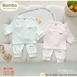 (Combo )Bộ Quần Áo Dài Tay Sơ Sinh Cạp Cao bambo  NT Vải Petit Thun Lạnh Pastel Mềm Mát Cho Bé 3-9kg 2